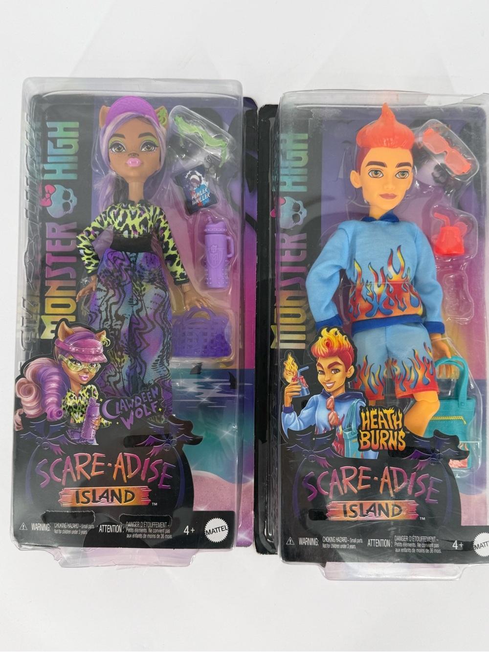 Monster High Doll G3 Scare-Adise Island - Heath Burns Clawdeen Wolf Lot Set